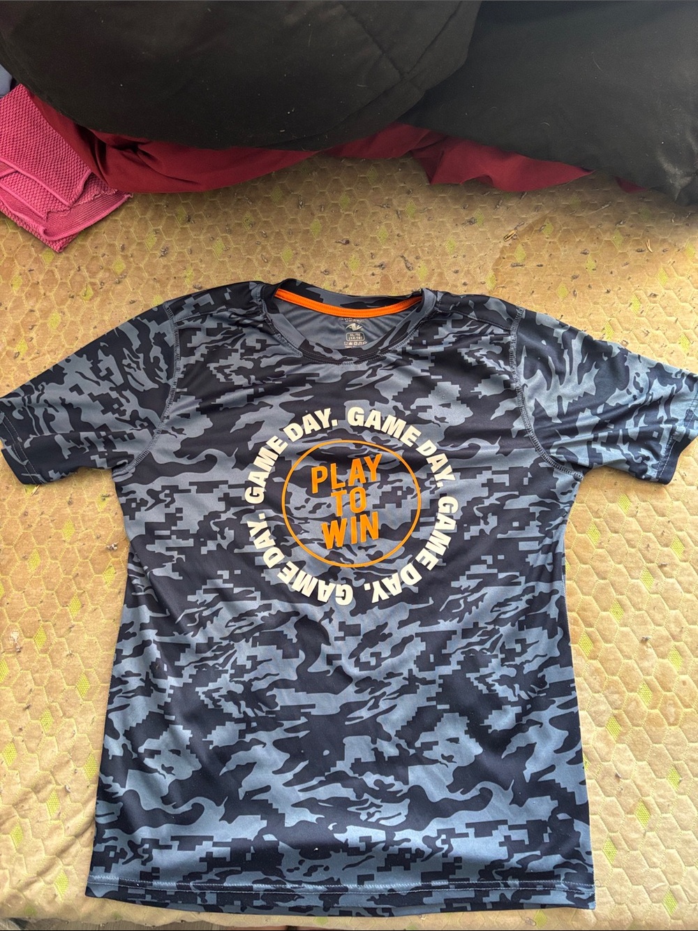 Athletic Works Navy & Orange Camouflage 'Play To Win' Short Sleeve Tee